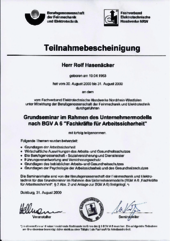 Grundseminar "Fachkräfte für Arbeitssicherheit"